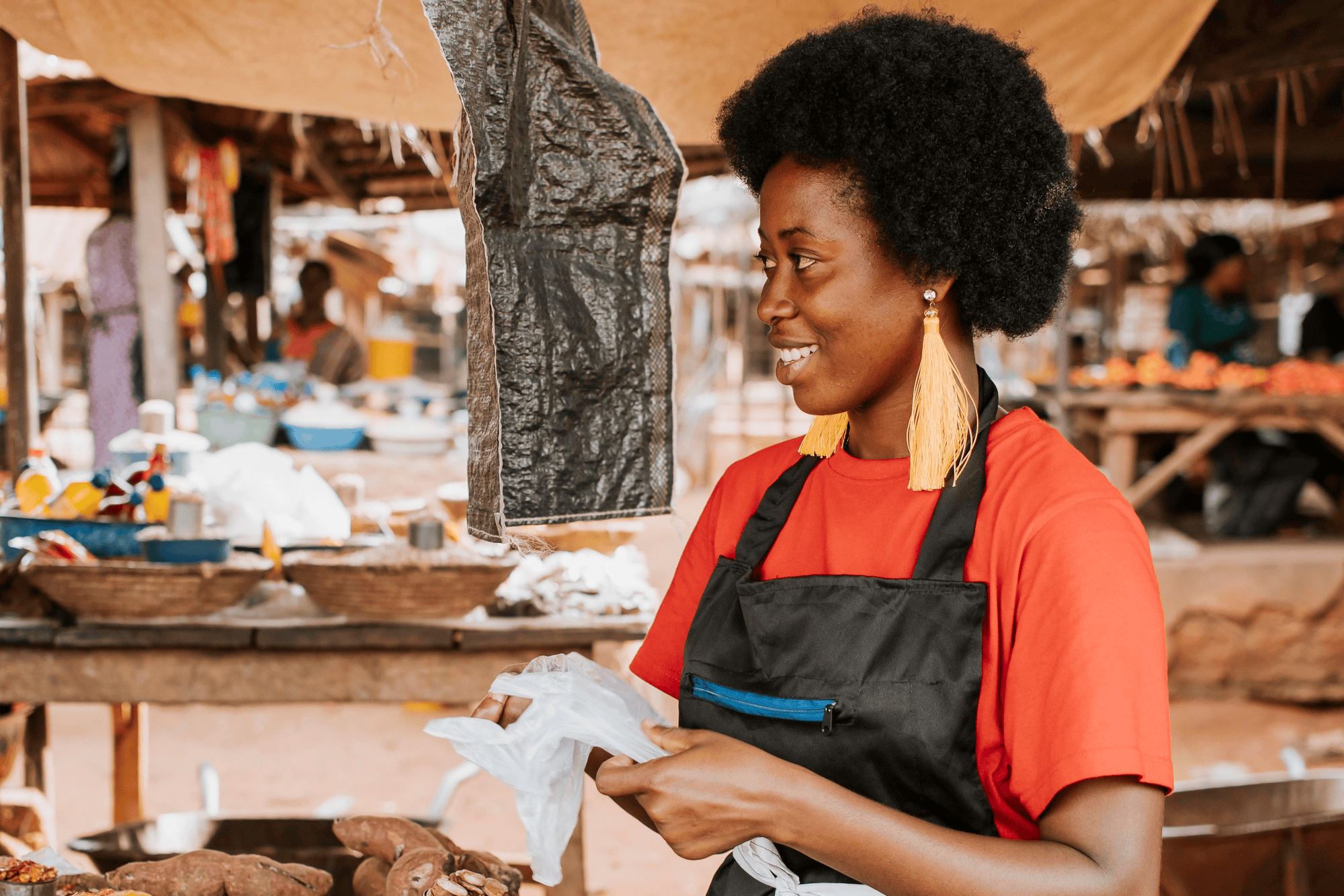 happy african market woman
